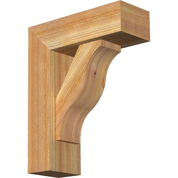 Ekena Millwork Funston Block Rough Sawn Bracket w/ Offset Brace, Western Red Cedar, 6"W x 16"D x 20"H BKT0604X16X20FST05RWR - main